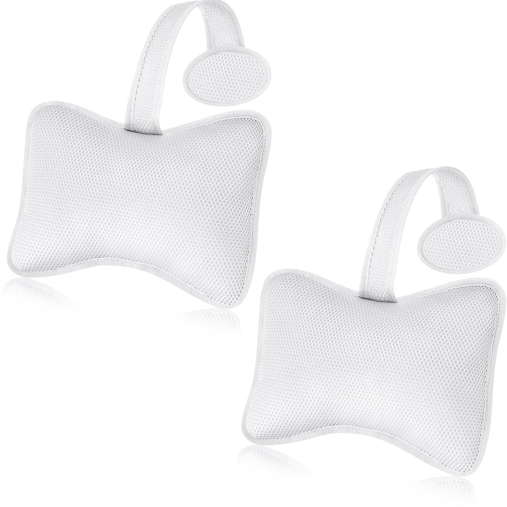 2 Pcs Hot Tub Spa Pillows for Outdoor Indoor Inflatable Bathtub 10.62 x 8.26 Inch Universal Hot Tub Accessories Patio Lounge Chair Headrest Neck Support with Adjustable Hook for Spa Bathtub (White)