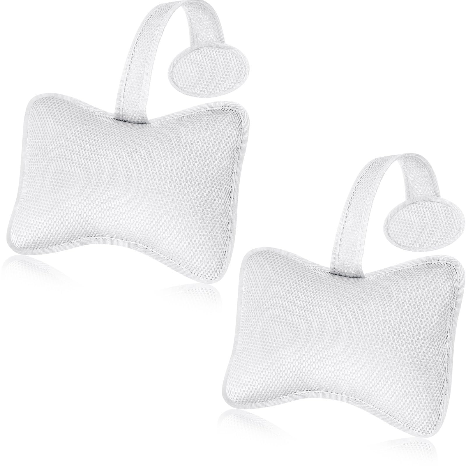 2 Pcs Hot Tub Spa Pillows for Outdoor Indoor Inflatable Bathtub 10.62 x 8.26 Inch Universal Hot Tub Accessories Patio Lounge Chair Headrest Neck Support with Adjustable Hook for Spa Bathtub (White)