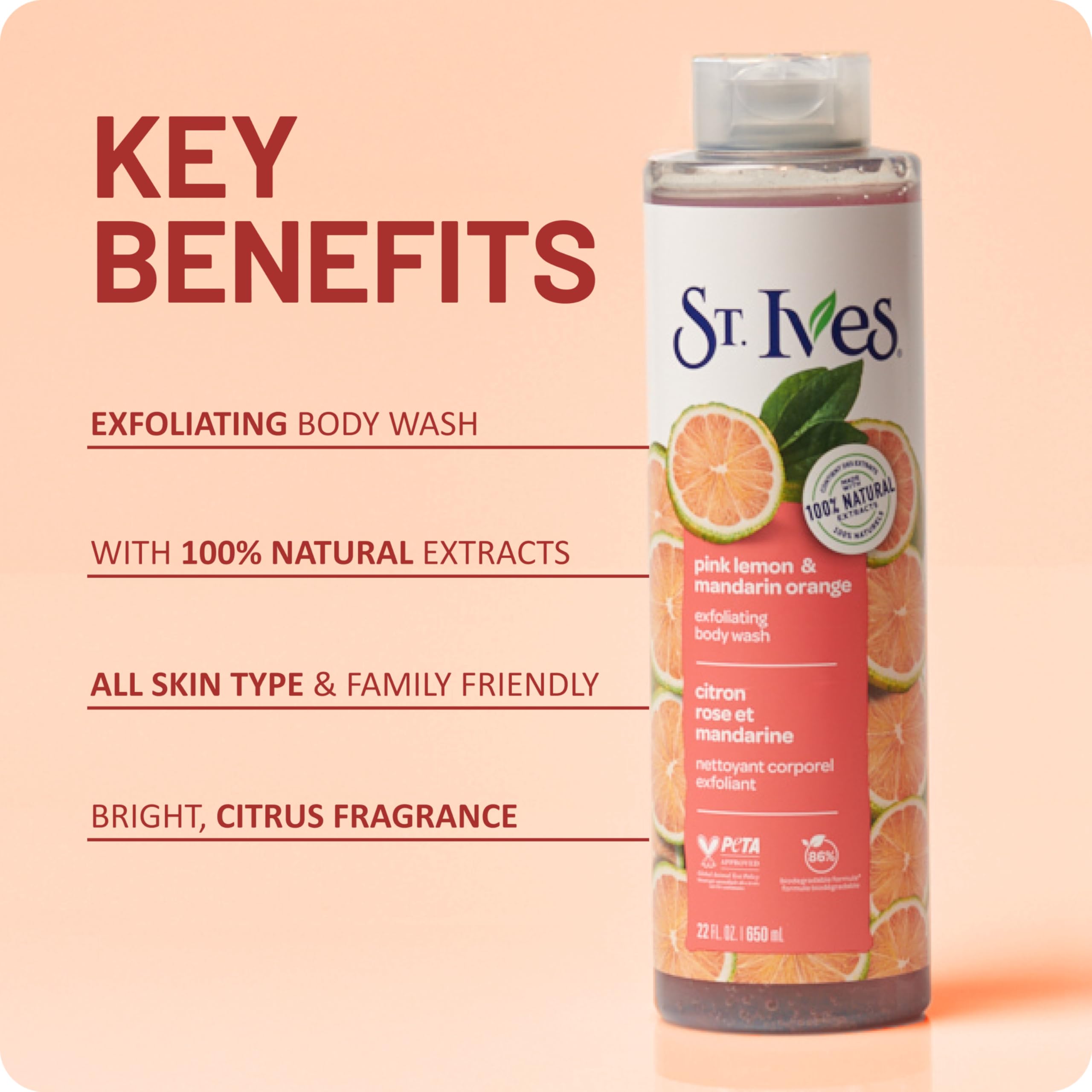 St. Ives Body Wash Pink Lemon and Mandarin Orange 22 Ounce