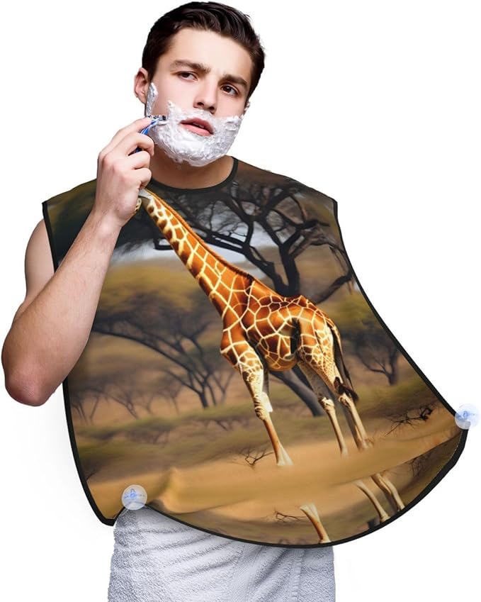 Fall Pumpkin Print Beard Bib Shaving Apron, Beard Hair Trimming Cape Gift For Dad