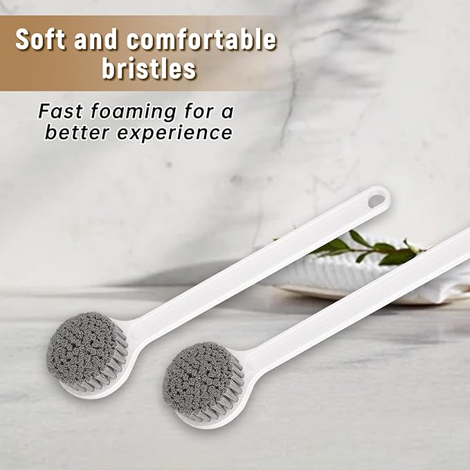 New Upgrade Shower Brush with Soft Nylon Bristles, Long Handle Shower Bath Brush, Back Scrubber for Shower, Body Exfoliator for Wet or Dry Brushing