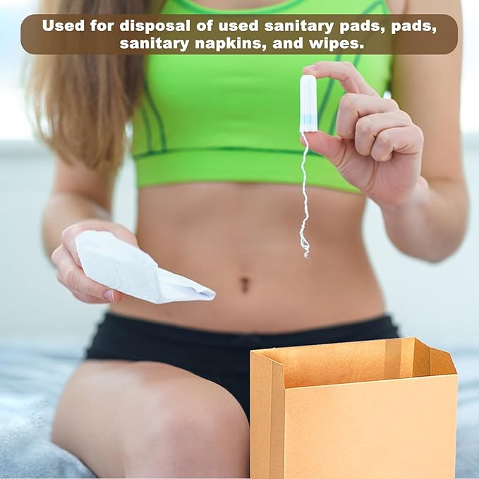 500 PCS 7.5×10in Feminine Hygiene Liner Bags, Waxed Sanitary Napkin Disposal Bags, Commercial Kraft Waxed Paper Bag, Feminine Hygiene Disposal Bag