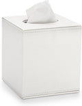 Sumnacon Tissue Box Cover Square Tissue Box Stylish PU Tissue Box Holder with Magnetic Bottom, Cube Leather Tissue Cover for Living Room Bathroom Table Desk Home Office Car,White