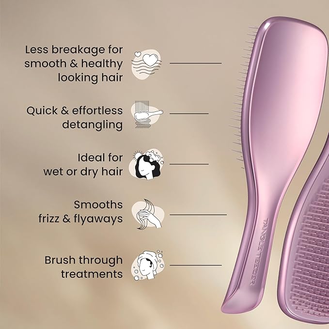 Tangle Teezer Chrome Ultimate Detangler Brush, Straight to Curly, Mauve