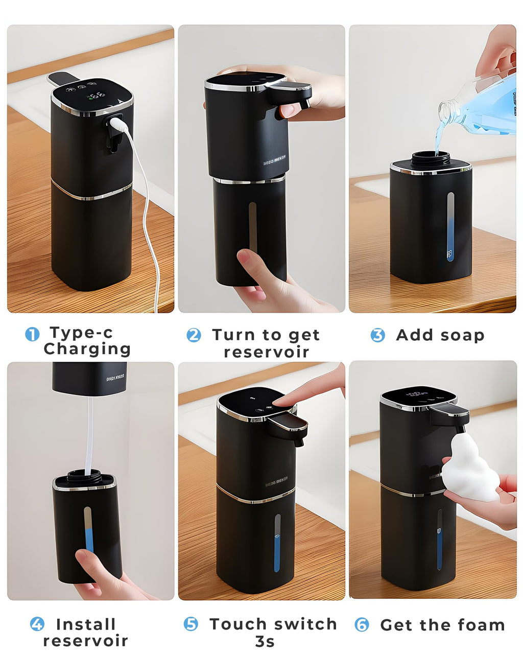 DODO MEKIA 2 Pack Automatic Soap Dispenser Touchless, Rechargeable