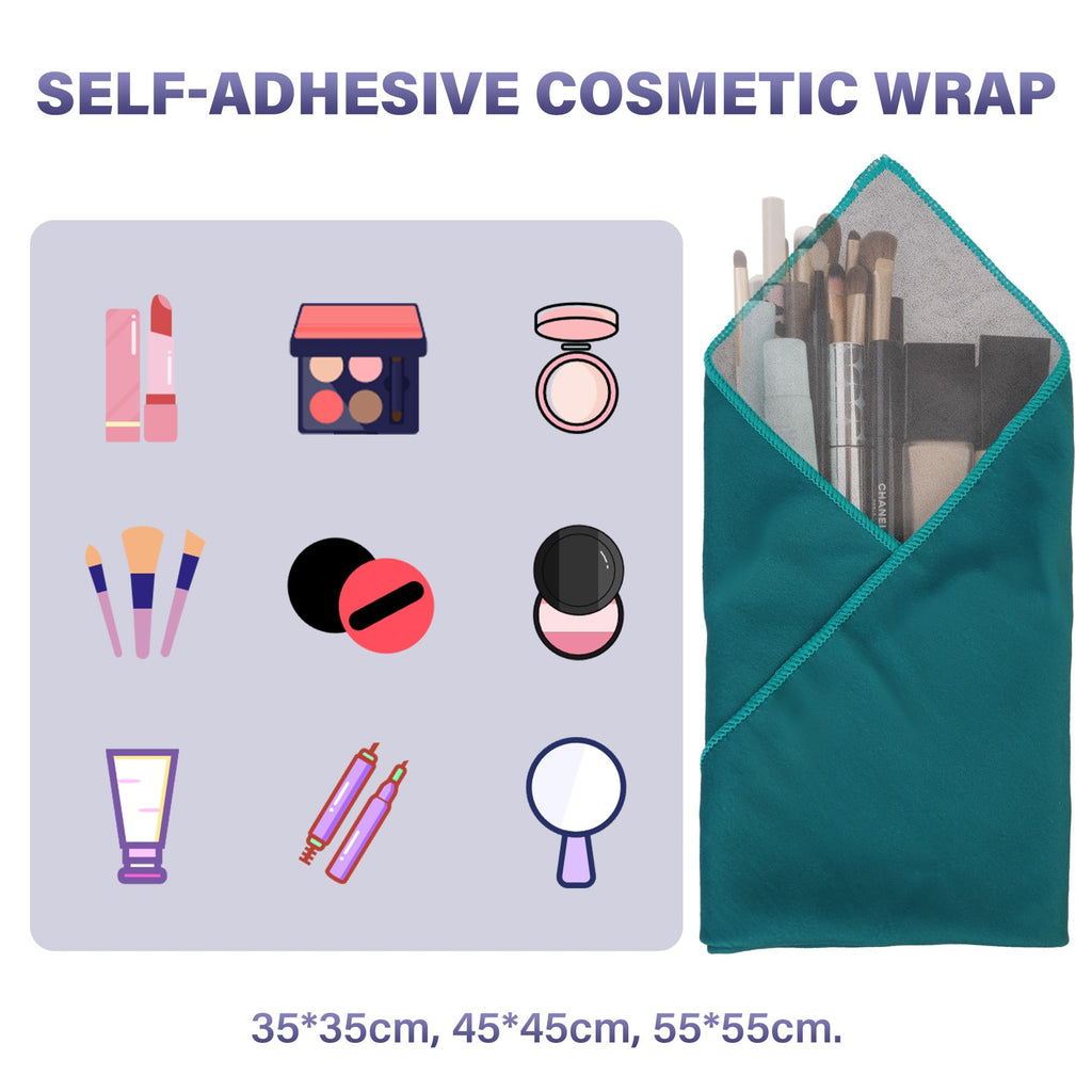 Walking Way Self-Adhesive Magic Cloth Makeup Bag, Lazy Organizer, Multipurpose Lens Wrap, Tech Case, No Zipper, Lightweight, Compact, Stylish Protective Layer for Cosmetics, DSLR, Travel Essentials