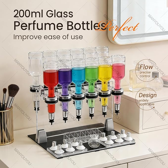 ZIXIAOS Perfume Refill Tool Kit with 12 Bottles, Perfume Dispenser Transfer Tools, Liquid Filling Machine Transfer Kit for Liquid Cologne Fragrance Sample Essential Oils