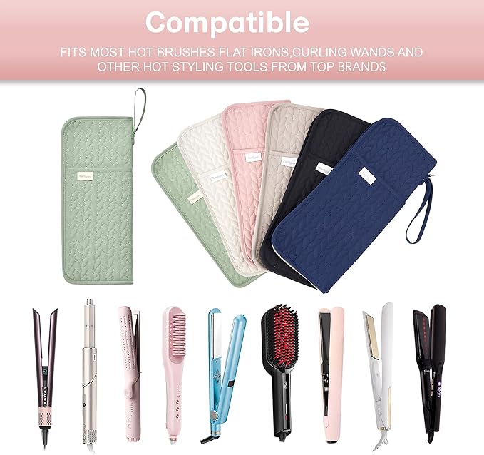 KarSyon Hot Tools Organizer Heat Resistant Mat Case Hair Tools Holder Travel Bag Portable Hair Styling Tools Cover Pouch for Curling Iron,Flat Iron,Hair Straightener (Sage Green)