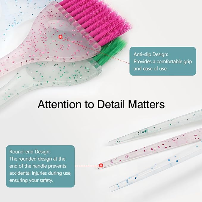 Kootinn 3-Piece Hairdressing Suite: Precision Applicator Brushes for Hair Dye & Styling - Salon-Quality Tools for Home and Professional Use