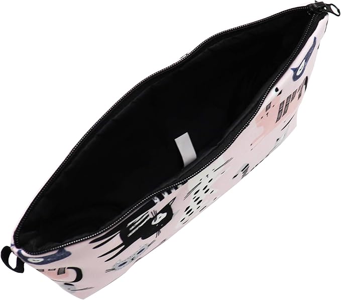 Aiphamy Cute Travel Makeup Bag Cosmetic Bag Small Pouch Gift for Women (Pink Cat)