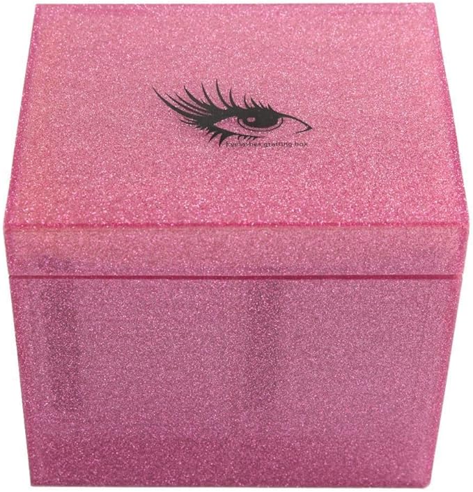 Sisiter 10 Layers Acrylic Eyelash Storage Box,Eyelash Holder Extension Tool,Makeup Organizer False Eyelashes Glue Pallet Holder, Grafting Eye lashes Close-Packed Display with 10 Pallets (pink)