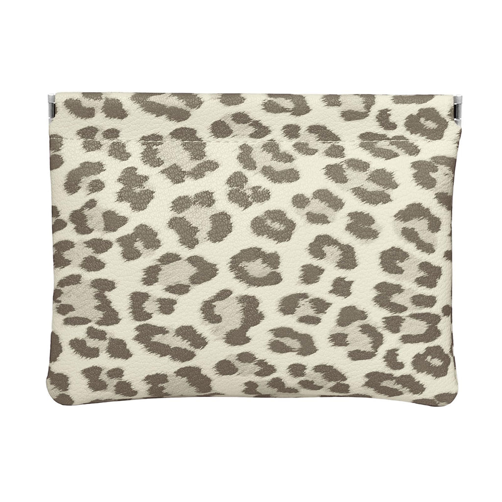Ksriylm Leopard Leather Small Makeup Pouch for Women,Cosmetic Accessories,Waterproof and Portable Cosmetic Bag,Self-closing, No Zipper, Aesthetic Storage Pouch,Lipstick for Purse,Beige Brown