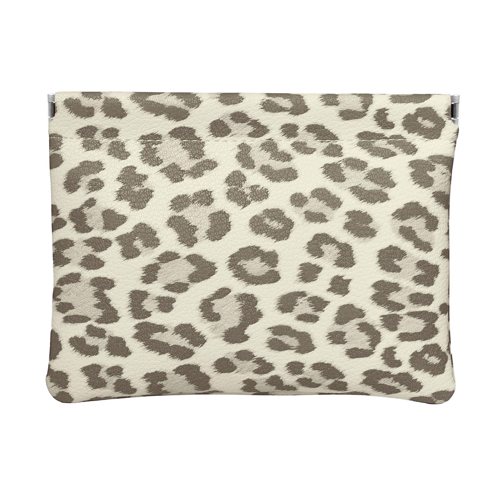 Ksriylm Leopard Leather Small Makeup Pouch for Women,Cosmetic Accessories,Waterproof and Portable Cosmetic Bag,Self-closing, No Zipper, Aesthetic Storage Pouch,Lipstick for Purse,Beige Brown