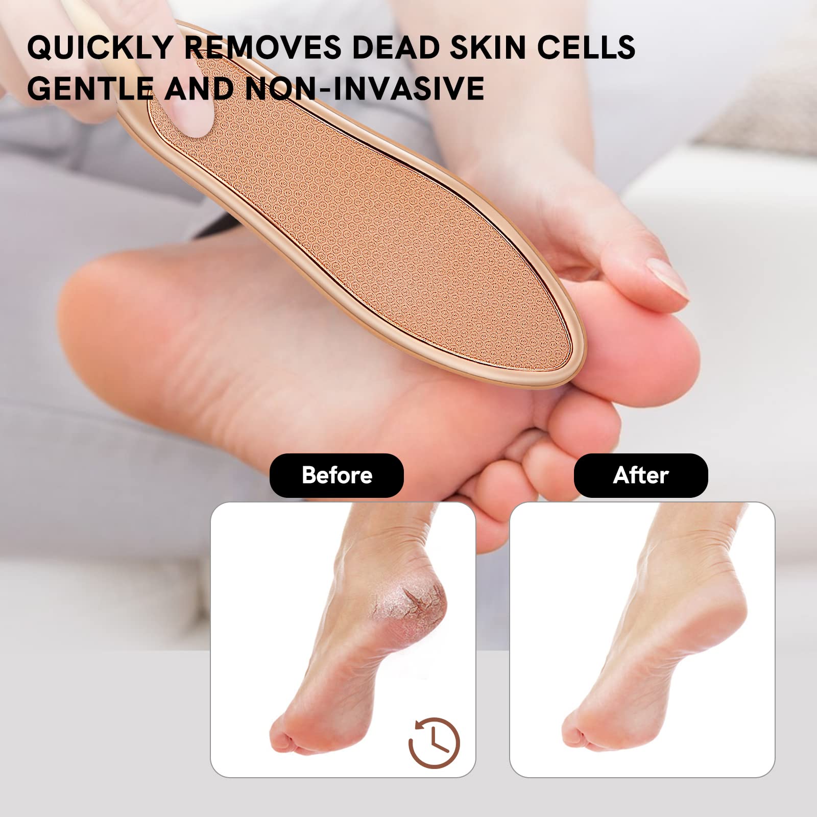 10.4'' Double Sided Nano Glass Foot File Callus Remover, Glass Foot File Heel Scraper for Cracked Heels, Washable Foot Rasp for Wet and Dry Feet - Foot Scraper for Shower Use