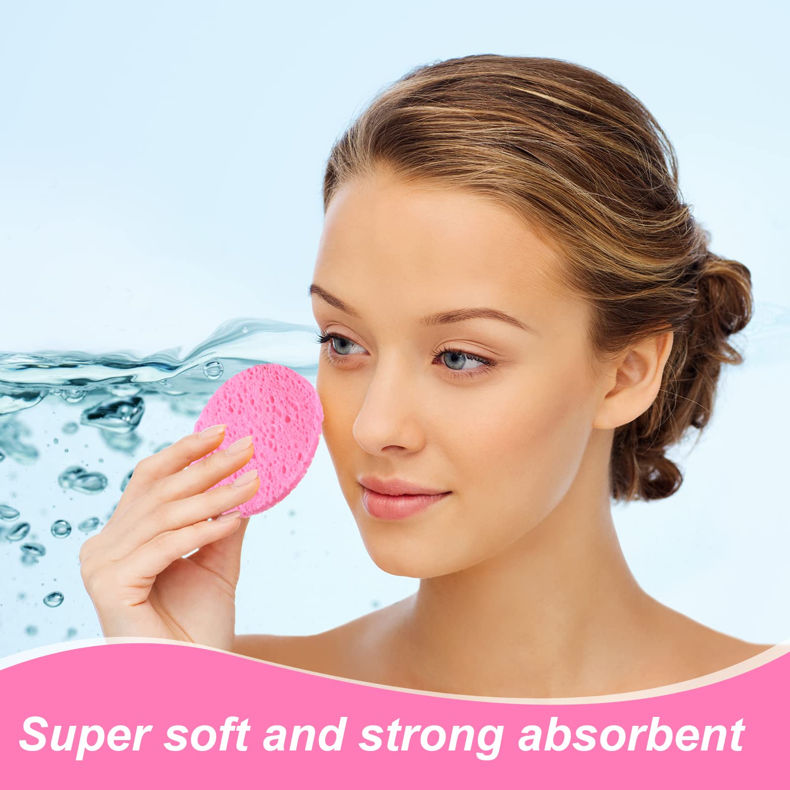 Geiserailie 50 Pcs Compressed Facial Sponges Facial Makeup Natural Cosmetic Spa Sponges for Women Cleansing, Exfoliating Mask, Makeup Removal, Dead Skin, and Dirt, Travel Accessories(Pink)