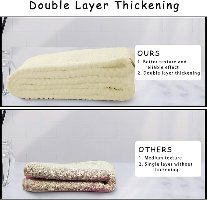 3 Pack Microfiber Hair Towel Wrap for Women, Fast Drying Hair Turban with Button, Anti-Frizz Large Hair Towel for All Hair Styles, Soft & Absorbent Hair Drying Towel(White,Khaki,Grey)