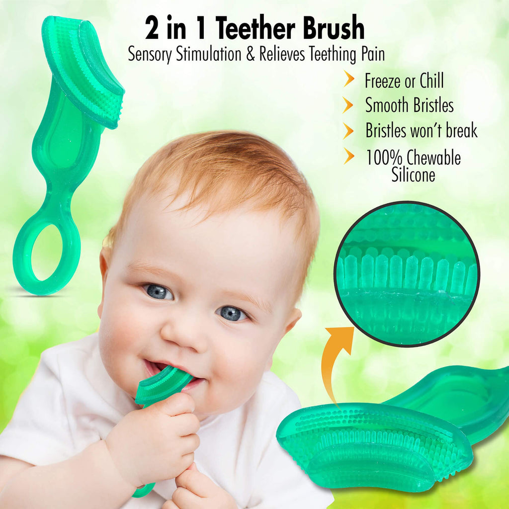 Brilliant Oral Care Baby’s First Toothbrush, Smooth Silicone Bristles Gently Clean Tender Teeth and Gums, for Ages 4+ Months, Clear, 1 Pack