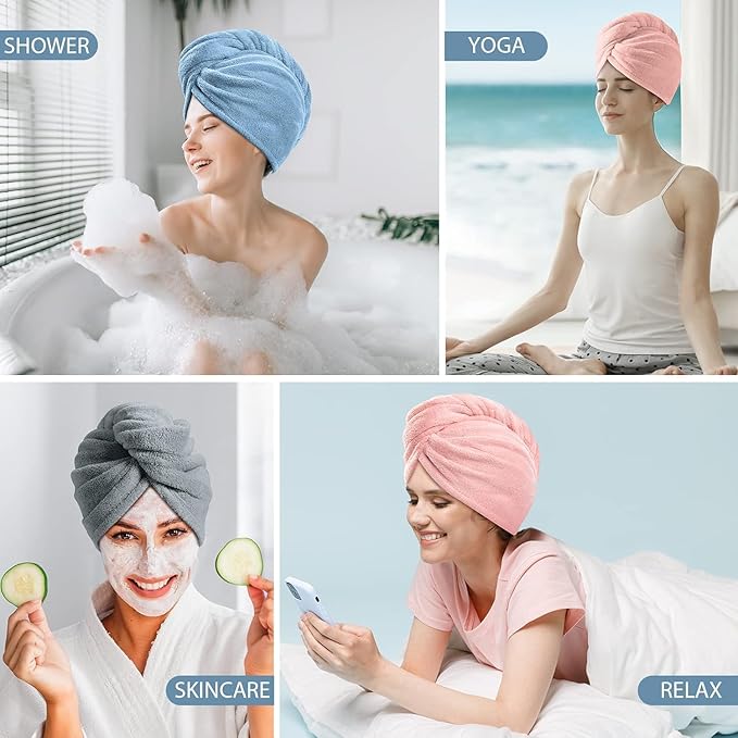 YUMINGUHC Microfiber Hair Drying Caps for Women Yellow