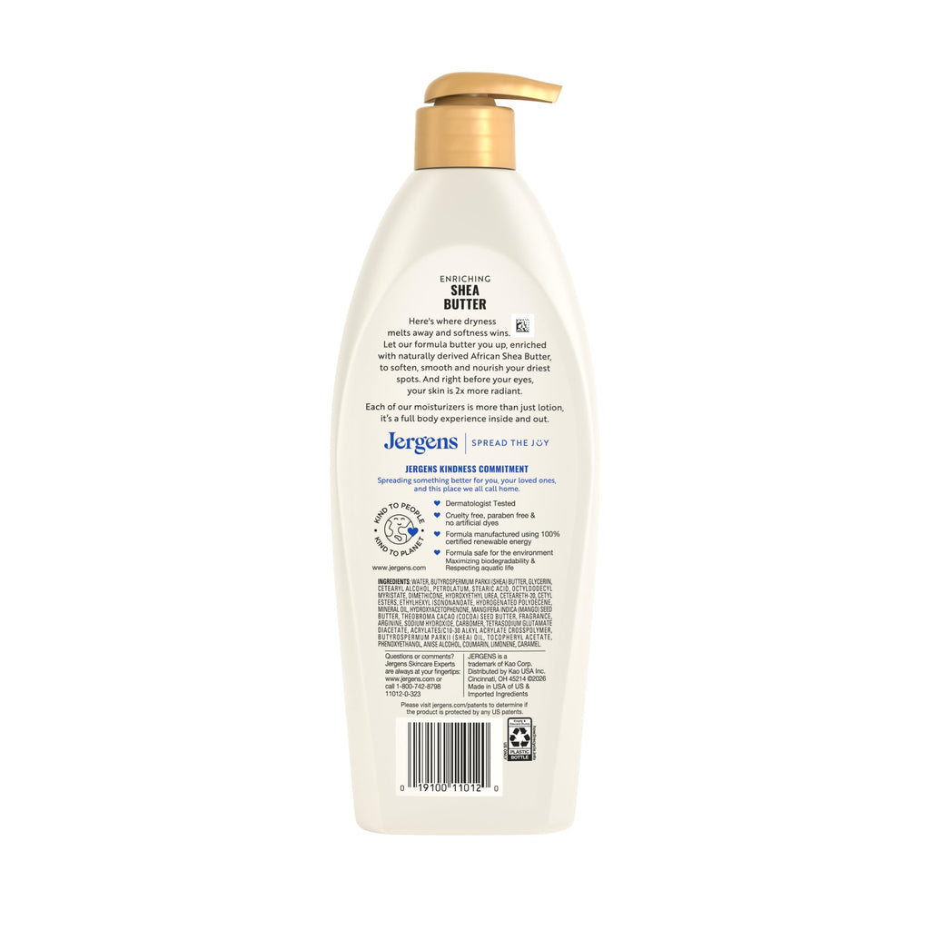 Jergens Shea Butter Body Lotion, Deep Moisturizer for Dry Skin, 16.8 fl oz