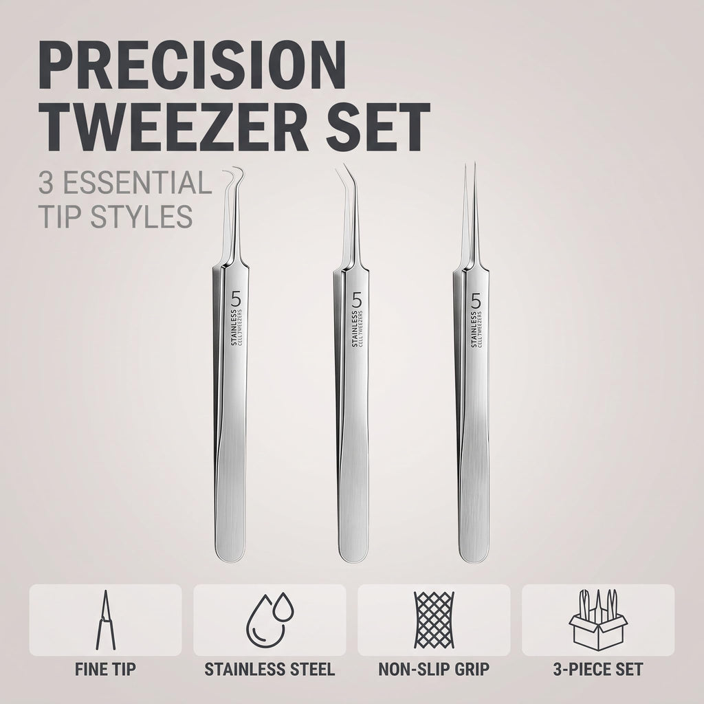 3 Pcs Silver Professional Blackhead Tweezer Professional Facial Blackhead Remover Tweezers Precision Extractor Acne Removal Kit Pimple Popper Tool with Storage Box Skin Care Tools
