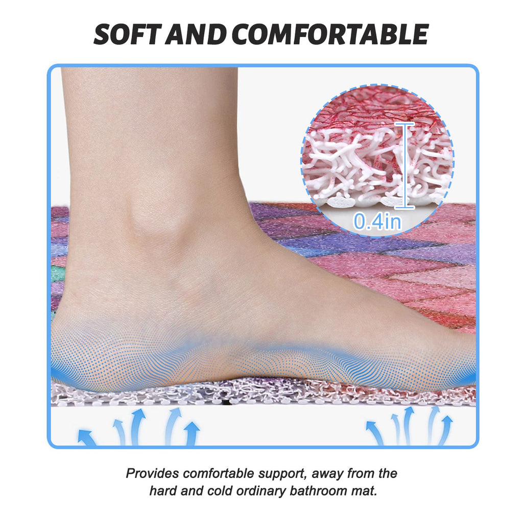 Shower Mat Non-Slip, Soft Comfort Bath Mat with Drainage Holes, PVC Loofah Massage Bathtub Mat for Shower, Tub, Bathroom, Wet Areas, Quick Drying