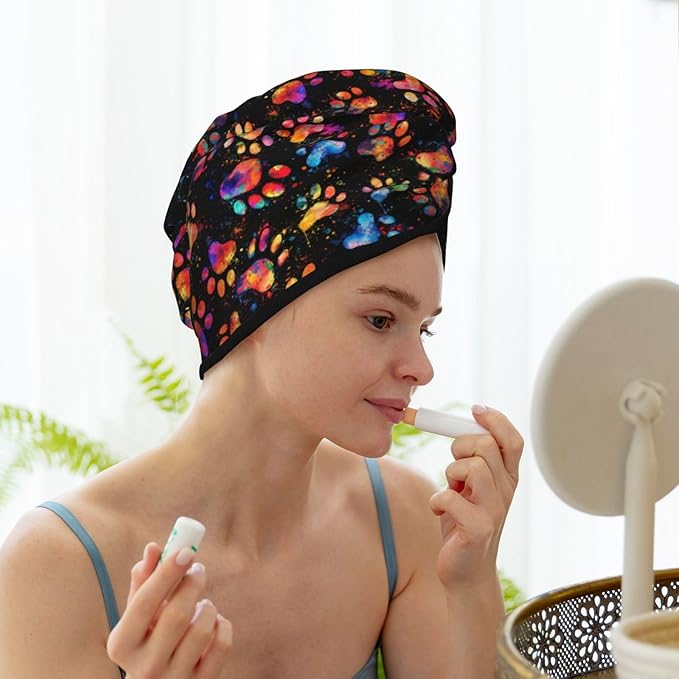 Paw Hair Towel Wrap, Absorbent Hair Drying Towel, Microfiber Hair Drying Cap Turban for Drying Curly Long Thick Hair