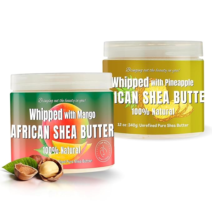RA COSMETICS Whipped Shea Butter Bundle, Pineapple & Mango, 12oz each