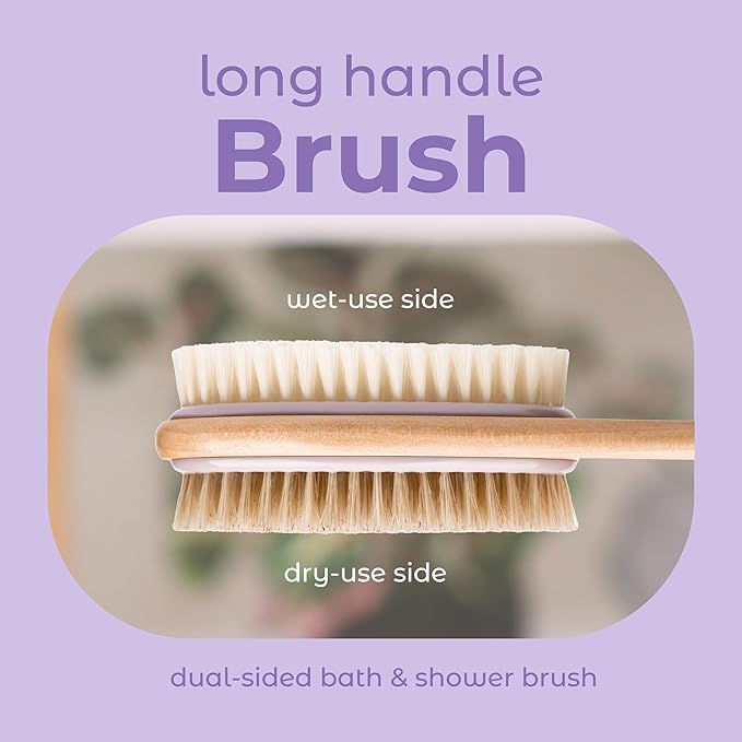 MainBasics Back Scrubber Shower Brush with Soft and Stiff Bristles