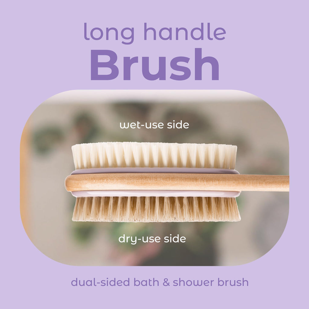 MainBasics Back Scrubber Shower Brush with Soft and Stiff Bristles