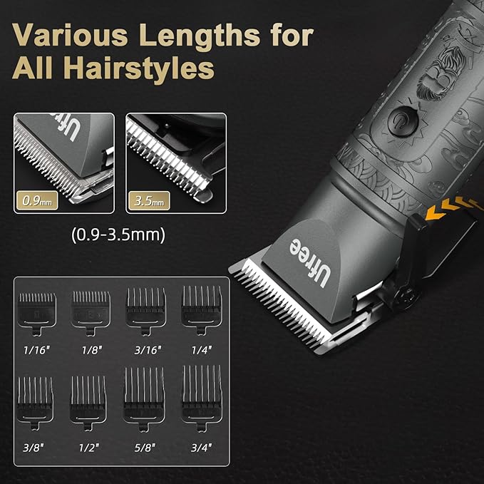 Ufree Hair Clippers for Men Professional with Beard Trimmer, Barber Clippers and Trimmers Set, Electric Razor Shavers for Men, Cordless Mens Grooming Kit for Nose, Face, Hair, Gifts Gray