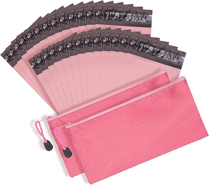 Terdey Sanitary Napkin Disposal Bag, Self Sealing Privacy Protection Sanitary Tampons Bag with Zipper, Pink 202 PCS