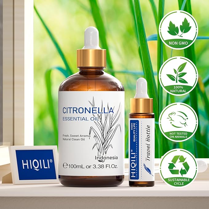 HIQILI Citronella Oil for Homemade Sprays & Diffuser