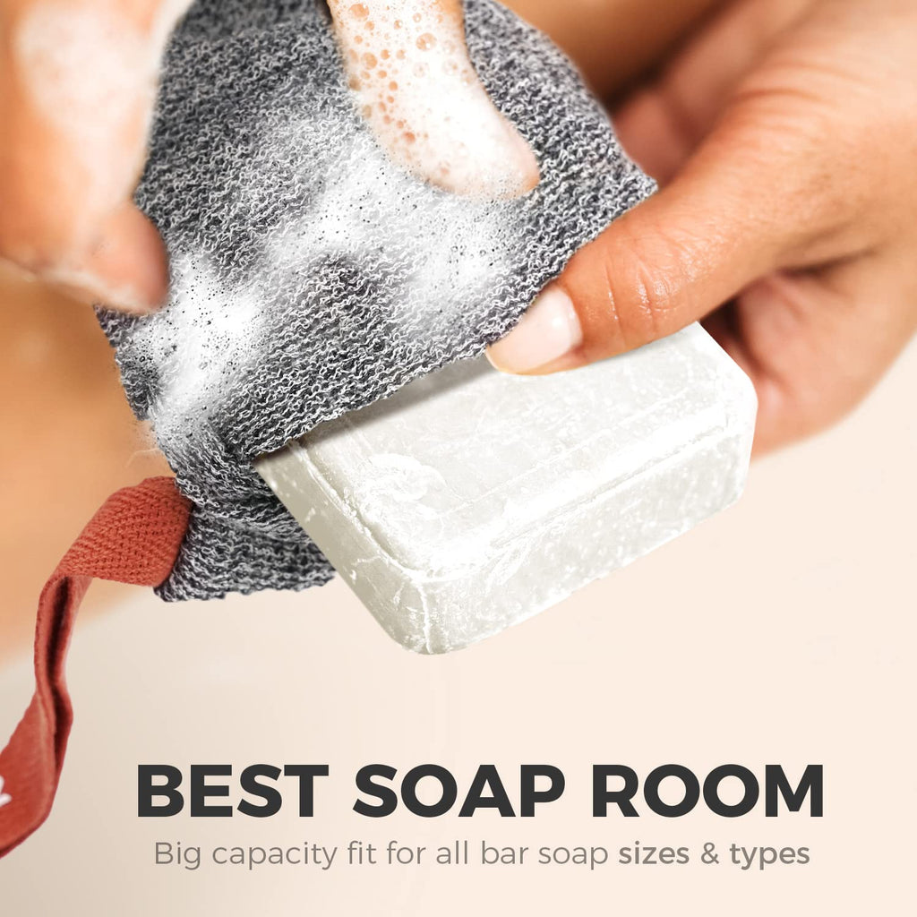 ZOMCHI Soap Saver Bags for Bar Soap, 2 Pack, Deep Texture Grey