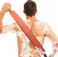 XNXA Back Scrubber for Shower with Handles, 40 Inch Extra Long Double-Sided Exfoliating Bath Strap, Textured Body Washer with Extended Reach for Deep Cleaning (Red)