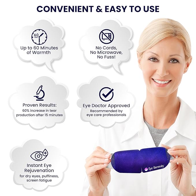 Lure Essentials Eye Serenity Steam Eye Mask, Heated Eye Mask, Self Heating Warm Compress for Dry Eyes, Fast Relief for Stye, Puffy Sensitive Eyes, Moist Heat, Gift for Women and Men - Unscented