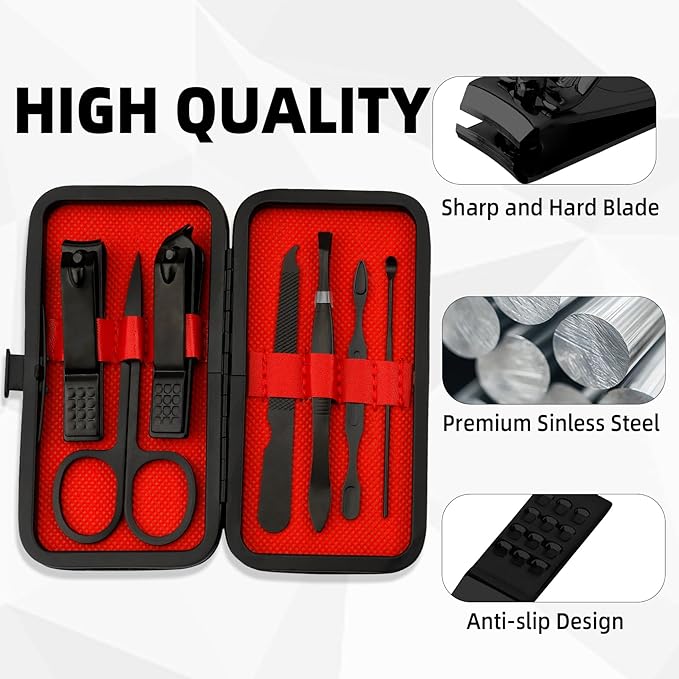 Easter Basket Stuffers for Teens Manicure Kit for Men Women Nail Clippers Pedicure Tools Kit Travel Nail File Toe Set Finger Grooming Kits Gifts Ideas Stocking Stuffers Kids Boys Girls Friends(Black)
