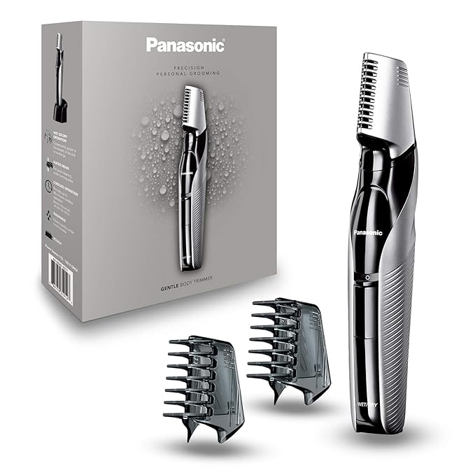 Panasonic Electric Body Trimmer for Men, Cordless Washable Wet Dry Groomer with 3 Comb Attachments, Black ER-GK60-S