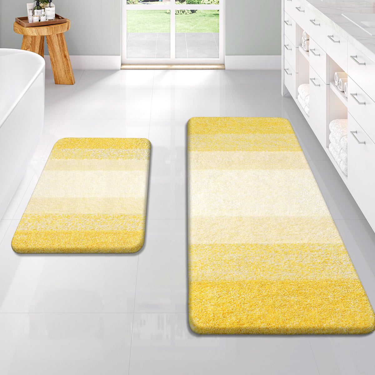OLANLY Micorfiber Bathroom Rug Set 2 Piece, Soft Absorbent Bath Mats, Red