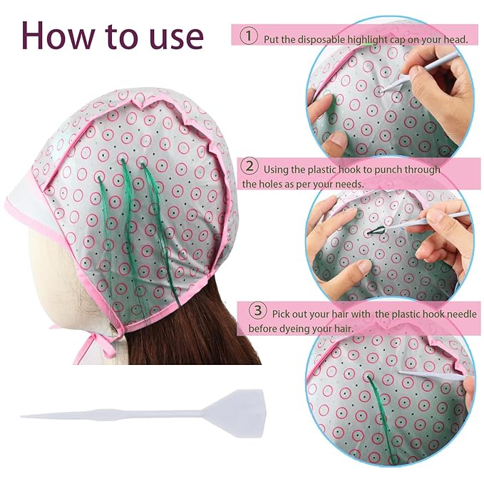 Hair Highlight Cap, Highlighting Cap for Dyeing with Crochet Hook