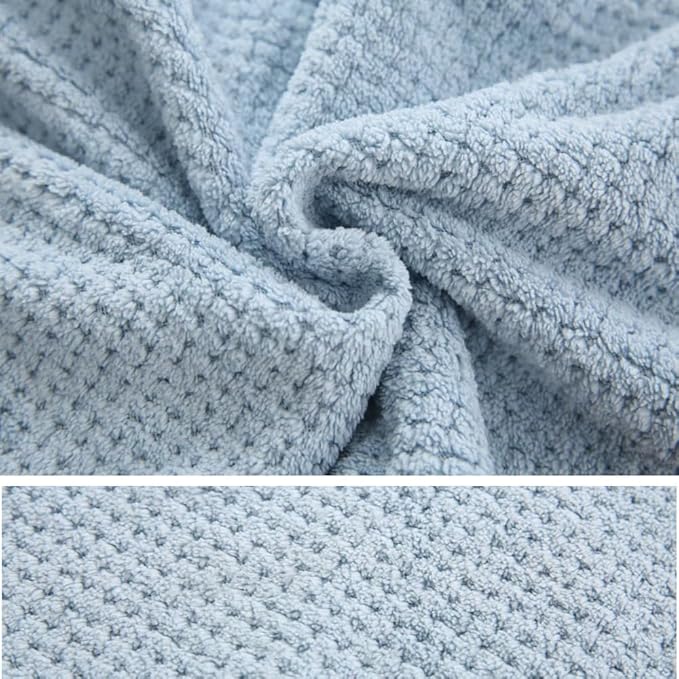 M-bestl 2 Pack Absorbent Microfiber Hair Towel Wrap,Anti-frizz Hair Drying Towel with Button to Dry Hair Quickly,25.6X9.8 inch (Gray&Blue)