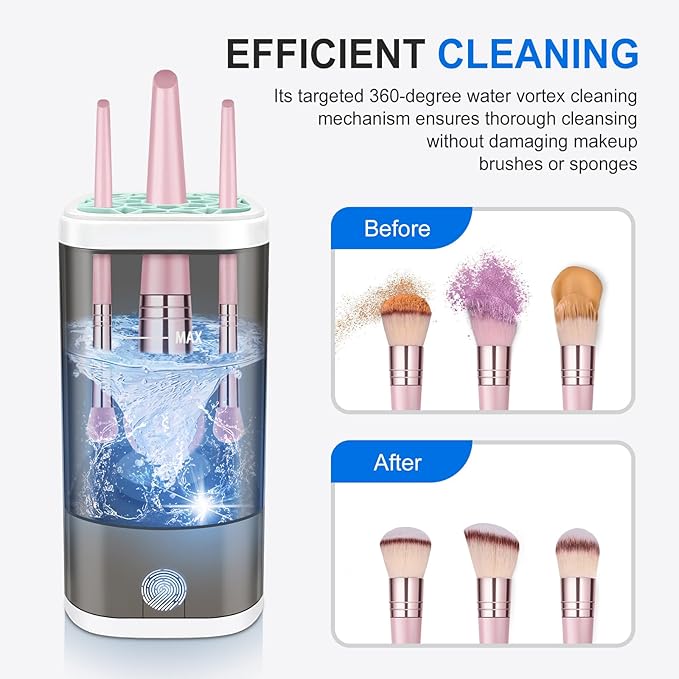 Vitascape Electric Makeup Brush Cleaner Machine With Makeup Brush Holder Portable, Automatic Cleaner for Makeup Brushes and Sponges (Black)