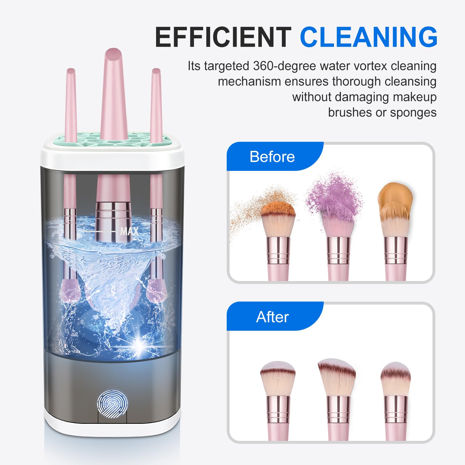 Vitascape Electric Makeup Brush Cleaner Machine With Makeup Brush Holder Portable, Automatic Cleaner for Makeup Brushes and Sponges (Black)