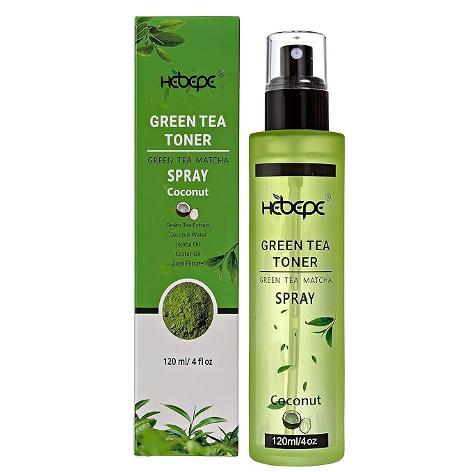 Hebepe Green Tea Matcha Facial Toner Mist, Coconut Water Soothing, 120ml