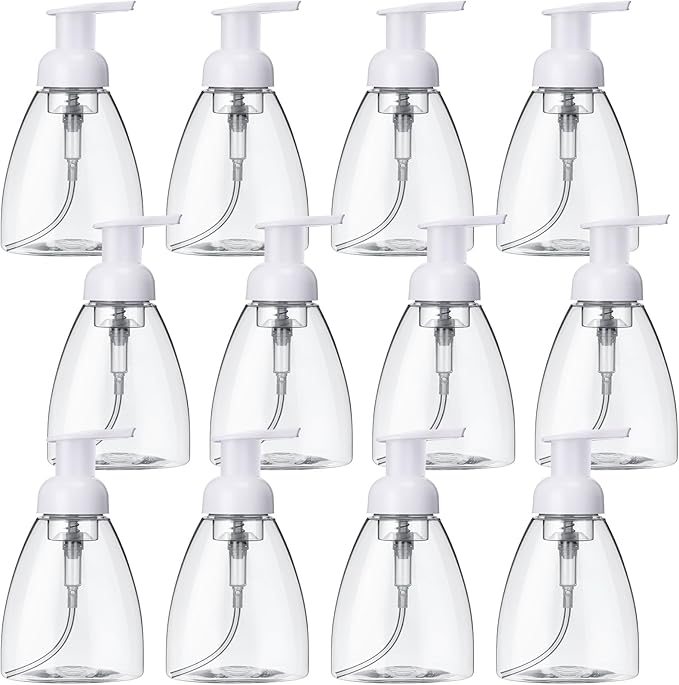Eboot 12 Pcs 8 oz Foaming Soap Dispenser Foaming Pump Bottle Travel Hand Soap Pump Foam Dispenser Bottle Plastic Press Bottles Empty Refillable Plastic Container for Liquid Shampoo