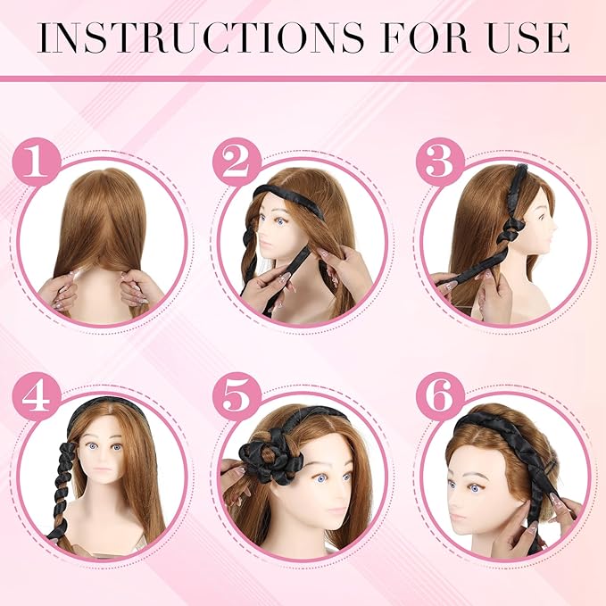 AOZUO Heatless Curling Rod Headband, Heatless Hair Curler Heatless Curls Overnight for Short Long Hair No Heat Overnight Curls with Thin Curlers to Sleep In for Short Hair (Black)