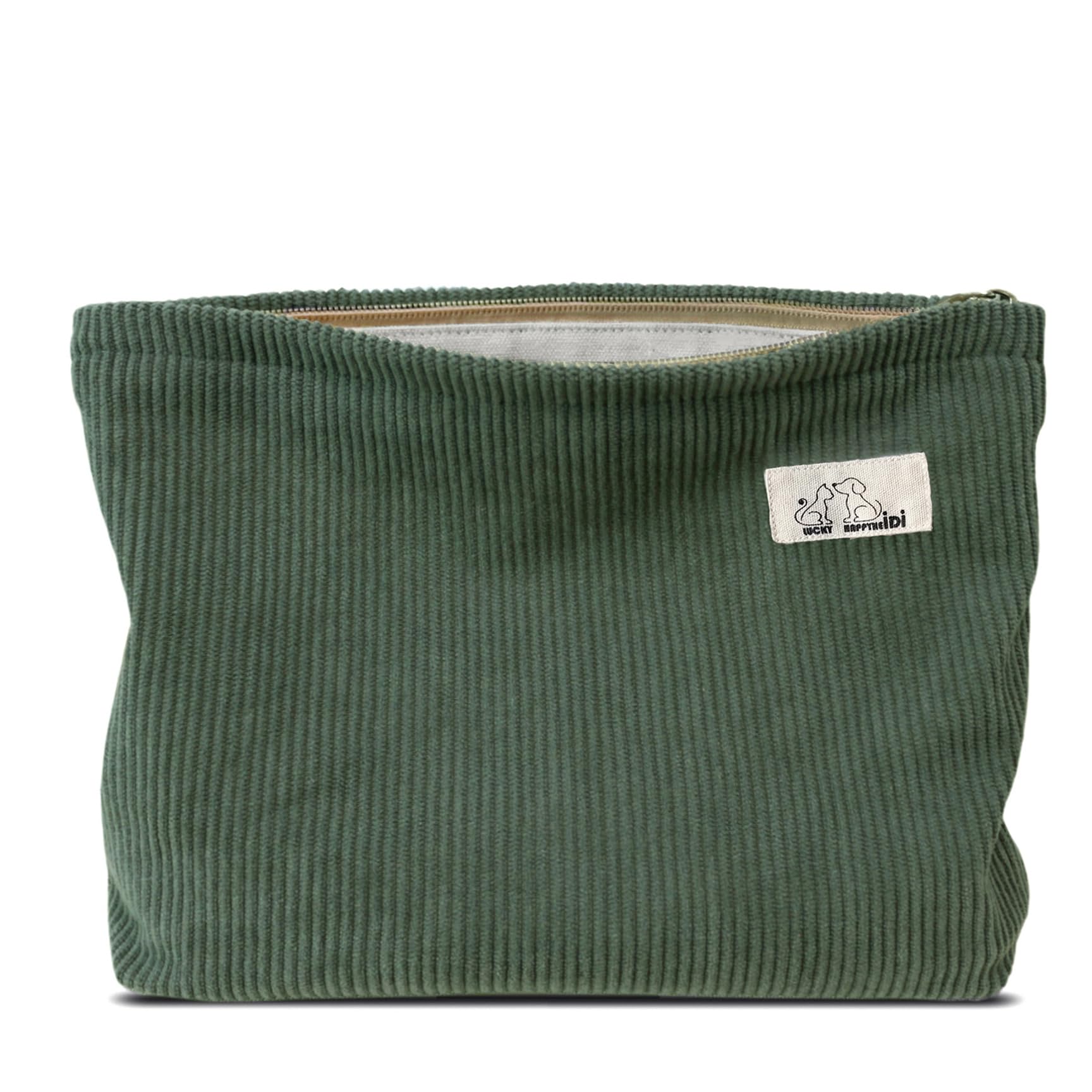 HAPPYHEIDI Large Makeup Bag Travel Cosmetic Pouch, Dark Green