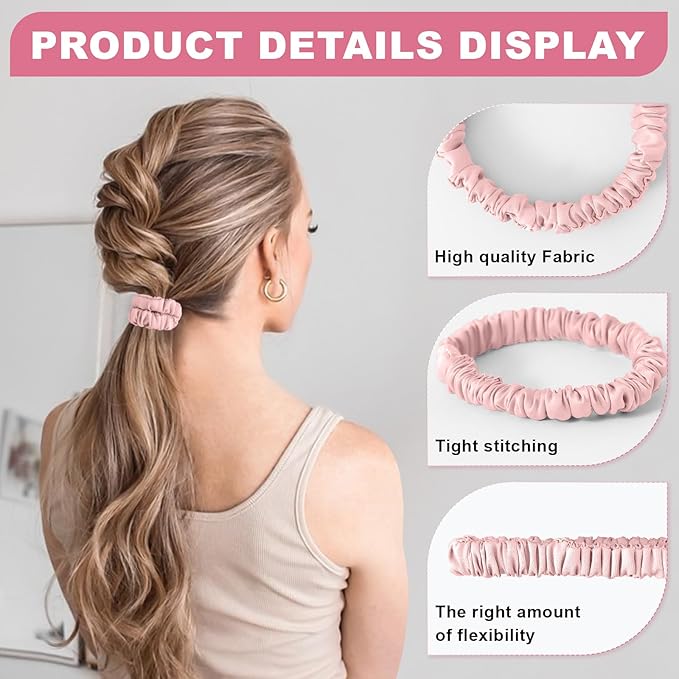 6Pcs Silk Hair Ties Small 22 Momme 100% Pure Mulberry Silk Scrunchies for Women Girls Thin Skinny Hair Sleep Scrunchies No Damage(Color 05)