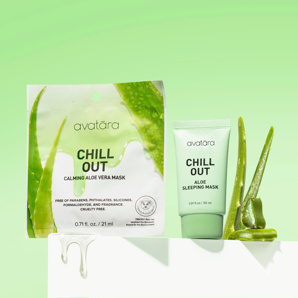 Avatara Chill Out Facial Mask 5 Sheets, Hydrating Mask, Sheet Masks, Face Mask Skincare Beauty Essential Made with Hydrating Hyaluronic Acid & Moisturizing Aloe, for Stressed-Out Skin, 5 Pack