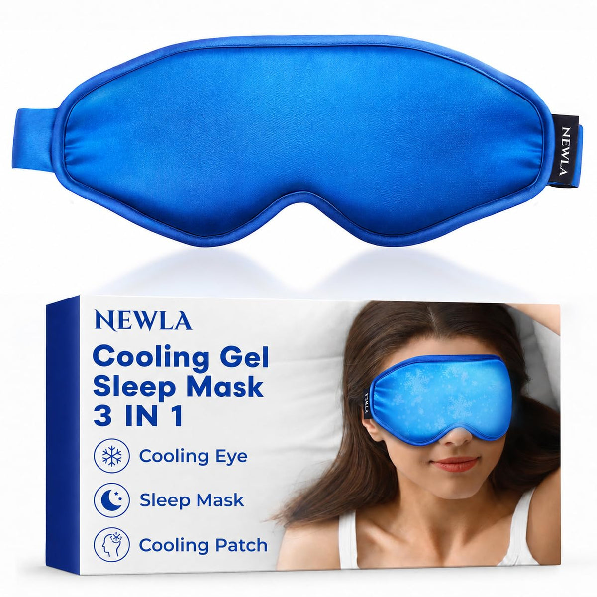 NEWLA Cooling Eye Mask for Puffy Eyes: Fsa Eligible Items Hsa, Ice Eye Pack for Migraine After Surgery Relief - Reuable Cold Compress for Headache Puffiness - Comfortable Perfect Fit Gel Sleep Mask