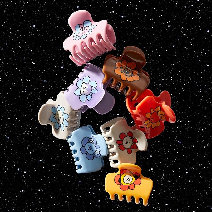 Kitsch BT21 Recycled Plastic Puffy Medium Hair Clips for Women, Medium Claw Clip for Thin & Thick Hair - RJ, 1pc